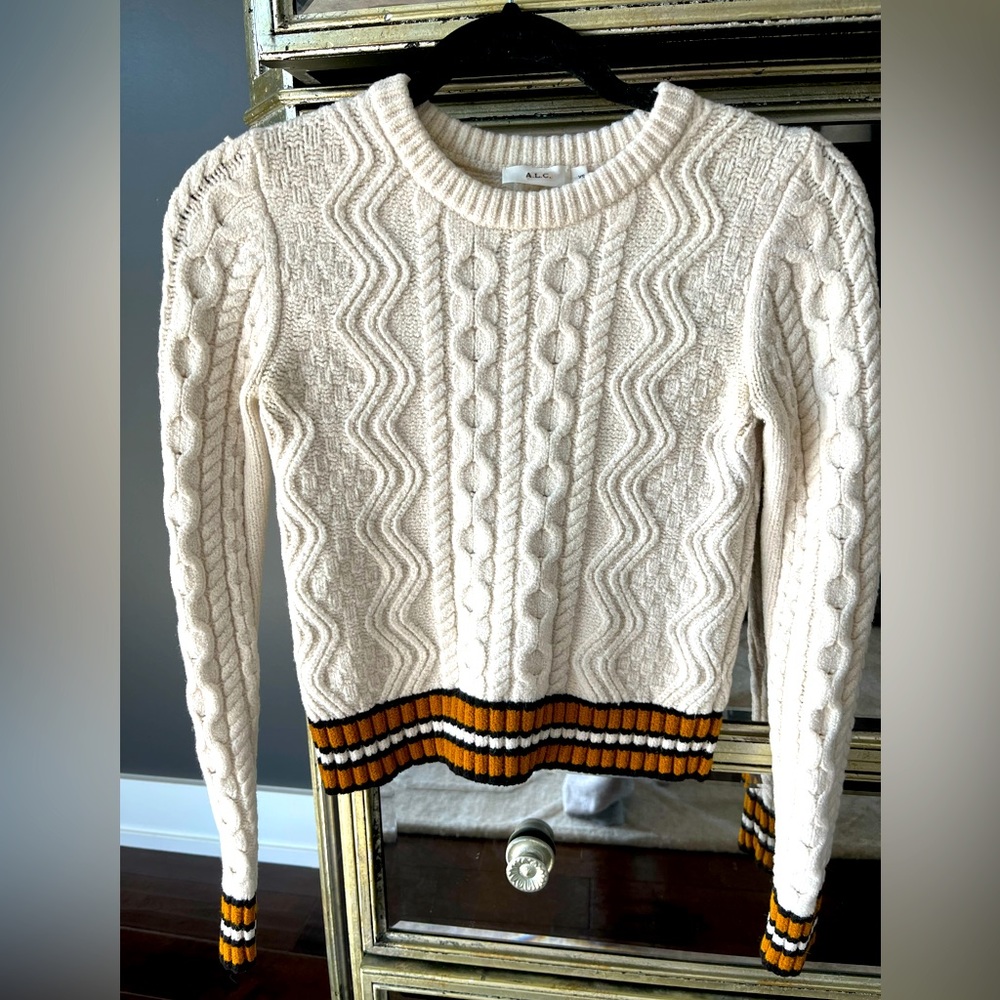 ALC Cropped Cable-Knit Sweater